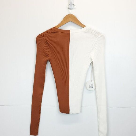 STAUD Sweater Cardigan Shoko Cargo Colorblock Ribbed - Picture 9 of 13